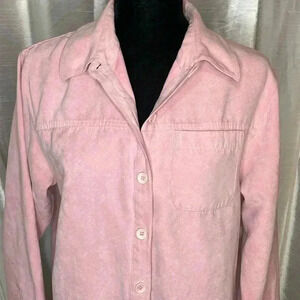 Pretty Studio Works Women’s Medium Pink Button Down Faux Suede Shirt